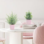 summer flower 2 Pack Small Fake Plants in Pink Pot Artificial Plant Eucalyptus Faux Potted Greenery Wheal Grass for Home Decor Indoor Bathroom Office Desk Shelf Bedroom Kitchen Cabinet Decorations