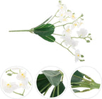 Baluue Artificial Phalaenopsis Orchid Stem Faux Leaves White Butterfly Orchid Flower for Indoor Home Decor Living Room Wedding Event Floral Arrangement