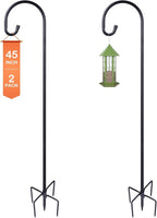 Ottsuls Bird Feeder Pole, 45 INCH Heavy Duty Shepherds Hooks for Outdoor with 5 Prong Base, Adjustable Stand Hanger for Garden Plant, Hummingbird Feeder, Lantern, Hanging Wedding Decor (2 Pack)