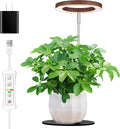 Yadoker 72 LEDs Plant Grow Light for Indoor Plant,Walnut Wood Grain Aluminum LED Grow Light with Black Base, Height Adjustable,6.3" Aluminum Housing,Automatic Timer with 8/12/16 Hours,1 Pack