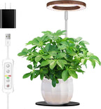 Yadoker 72 LEDs Plant Grow Light for Indoor Plant,Walnut Wood Grain Aluminum LED Grow Light with Black Base, Height Adjustable,6.3" Aluminum Housing,Automatic Timer with 8/12/16 Hours,1 Pack
