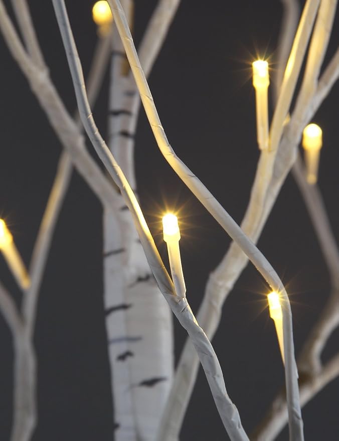 LIGHTSHARE 6 Feet Birch Tree, 72 LED Lights, Warm White, for Home, Festival, Party, and Christmas Decoration, Indoor and Outdoor Use