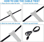 California JOS 60 PCS 6 Inches Reusable Cable Ties, Wire Ties, Cord Organizer, Cable Organizer, Adjustable Cable Management - White