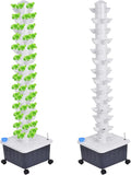 14-Layer 70 Slots Hydroponic Grow Tower Kit, Vertical Indoor Outdoor Growing System with Movable Water Tank, Hydrating Pump, Timer and Adapter for Vegetables, Strawberries, Lettuce