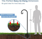 Artigarden 76 inch Outdoor Shepherd Hook with 7 Prong Base (1 Pack), Adjustable Heavy Duty Garden Hanging Stake for Bird Feeder Solar Light Plant Hanger Wedding Decor, Matte Black