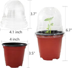 RooTrimmer Plant Nursery Pots with Humidity Domes, 25 Sets 4 Inch Soft Nursery Pots Quality Ones (25 Red Pots + 25 Clear Lids), Seeds Starter Pots Small Planter Containers
