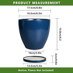 6.8 Inch Plant Pot - Ceramic Planter with Drainage Hole and Saucer, Modern Round Flower Pot, Planters for Indoor Plants, Home Garden Decor, Blue