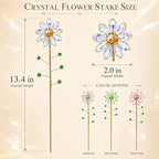 Crystal Flower Suncatchers for Outdoor Garden Potted Plants Decorations, Window Sun Catchers Crystals Rainbow Maker Light Catcher Indoor Outdoor Garden Decor