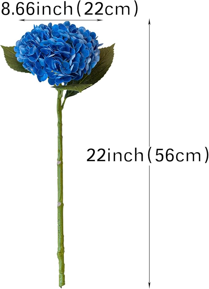 DUYONE 3PCS 22 inch Realistic Artificial Hydrangea Large Flowers Artificial Flowers Dry Flowers Outdoor Wedding Christmas Office Family Party Living Room Table Decoration (Dark Blue)