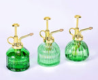 Glass Plant Mister Spray Bottle, 6.5" Green Glass Water Spray Bottle with Gold Top Pump Small Watering Can, Small Plant Sprayer Mister for Indoor Outdoor House, Green+Gold (Green+Gold C)