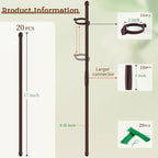 20Pcs Plant Support Stakes 17 inch SupKing Garden Orchid Sticks Extended to 3ft 4ft 5ft Plant Poles with Clips for Indoor Outdoor Potted Tomato Rose Amaryllis Vegetables Comes with 20 Ties(Brown)