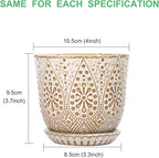 Gepege Succulent Pots, 4 Inch Small Indoor Ceramic Planter Pot with Drainage Holes and Saucers for Plants- Creamy White - Set of 4
