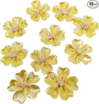 10 PCS 3D Flower Ceramic Tiles,1.6" Handmade Procelain Ceramic Flowers for Artwork,Fish Tank,Vases,Living Room, Dining Table,Office, Home Floral Decor (Single-Flowered Iridescent Yellow)