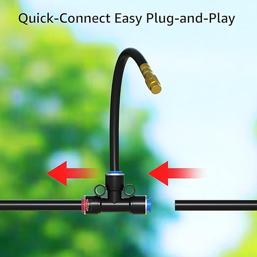 Bluepro 2026-Upgrade Drip Irrigation System, No 1/4 Pipe, only 12pcs Adjustable Copper Nobbles and Quick Connectors