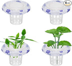 4 Sets Floating Aquarium Plant Holder, Translucent Plastic Fish Tank Basket with Floating Rings, Aquarium Hydroponic Basket for Live Plant Cultivation and Aquascape Decorations