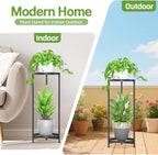 iDavosic.ly 2 Tier Corner Plant Stand Indoor, Tall Vertical Metal Flower Heavy Duty Pot Holder Shelf Outdoor for Patio Porch Living Room, Modern Black - Round