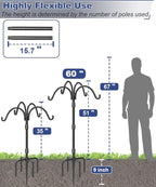 Upgrade 4-Hook Shepherds Hooks for Outdoor with Plastic Tube, 60" Heavy Duty Bird Feeder Pole with 5 Prongs Base, Adjustable Garden Hook for Solar Light, Hanging Plant, Wedding Decor, 2 Pack