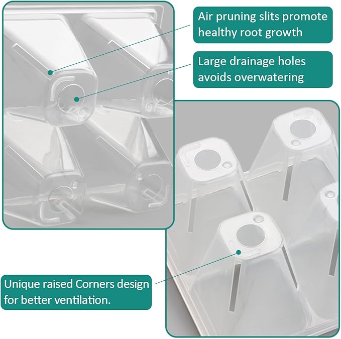 RooTrimmer 80 Pack Reusable 4-Cell Clear Seed Starter Trays - Extra Large Drainage Holes, Easy Transplant, Clear Transparent Tray for Root Observation, Seed Starting, Fits Standard 1020 Flats