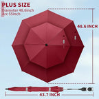 48.6" Double Canopy Beach Umbrella with Clamp, UPF50+ Beach Chair Umbrella with clip, 360°Adjustable Portable Outdoor Wheelchair, Patio, Golf Carts,Camping(Wine Red)