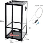 REPTIZOO 15 Gallon Full Glass Reptile Terrarium 12" x 12" x 24" Knock-Down Glass Tank and Siphon Gravel Cleaner Set, Small Habitat for Reptile Chameleon, Tree Frogs, Arboreal Geckos,Lizard