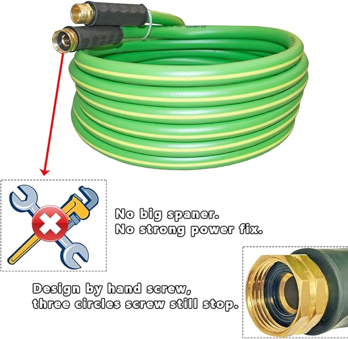 HQMPC Garden Hose 5/8"IDx20' Hose Durable PVC Non Kinking Heavy Water Hose with Brass Hose Fittings (20 FEET)