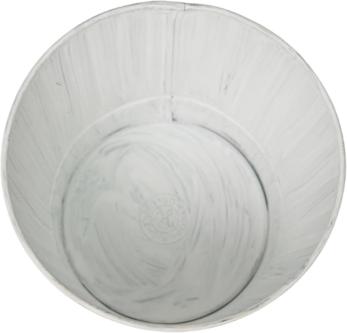 Hosley Metal Plant Pot White Wash Finish - 5" Dia x 4.8" H Flower Pots, Ideal for Farmhouse Décor, Planters for Outdoor Plants, Weddings, Gifts, Special Events Parties
