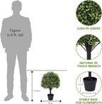 27“ Realistic Artificial Boxwood Topiary Trees Set of 2, Faux Plants Outdoor UV-Resistant, Fake Evergreen Bushes & Shrubs for Front Porch Outside Planter Decor