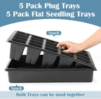 RooTrimmer 2.5 inch Square Pots 3.5 inch Deep 20 Cell Seedling Trays with Water Collection Nursery Trays (15"x11"x3") for Seeds Starting and Transplanting(5 Sets)