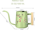 Watering Can Indoor Plants, 35oz Small Stainless Steel Metal Watering Can Modern Decorative Watering Pot with Long Spout for Indoor House Plant Bonsai Garden Flowers (Saga Green 1)