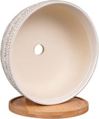 Eightpot 8 Inch Ceramic Succulent Planter Pot with Drainage Hole and Saucer Round Shallow Planter for Indoor Plants, White