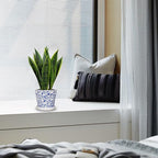 Fake Plants 15.7" Artificial Snake Plant Faux Plants in Blue and White Pot Tropical Sansevieria Silk Plant Fake Potted Plants Indoor for Home Living Room Bathroom Office Housewarming Gift Decor