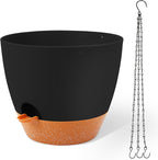 GARDIFE Large Hanging Planter, 12 inch Hanging planters for Indoor. Outdoor Plants, Self Watering Plant Pot, Plant Hanger, Black