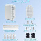 Waterproof Junction Box, ABS Plastic Electrical Box with Stainless Steel Latch, Hinged Cover Electric Project Enclosure Box with Mounting Plate, Wall Brackets & Cable Gland 5.9"x3.9"x2.8"