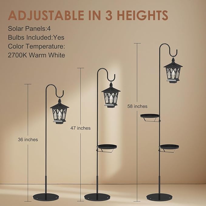 58" Outdoor Floor Lamp, Brighter Outdoor Lamps for Patio, Auto On/Off Solar Lamps Outdoor Waterproof for Garden, Courtyard, and Pool Decorative Lighting
