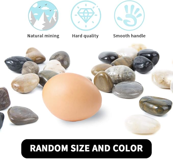 Pebbles Polished Gravel, Natural Polished Mixed Color Stones, 0.5-1.2 inch Small Decorative River Rock Stones 5 Pounds (80-Oz)