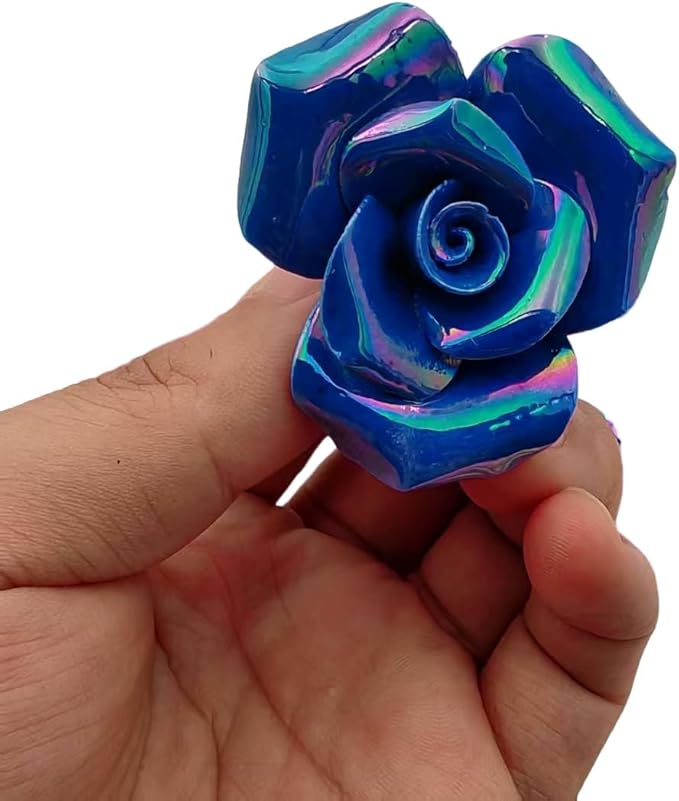 BTMIEY 10 PCS 3D Flower Ceramic Tiles,1.6" Handmade Procelain Ceramic Flowers for Artwork,Fish Tank,Vases,Living Room, Dining Table,Office, Home Floral Decor (Double-Flowered Iridescent Deep Blue)