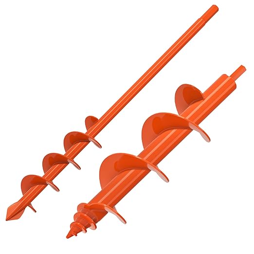 Insaga 2Pack Garden Auger Drill Bit for Planting, 1.6x16'' & 3x12'' Post Hole Digger, Spiral Garden Earth Auger Drill Bit for Fence Posts, Bulbs, Plants, Fits 3/8" Hex Drive Drill