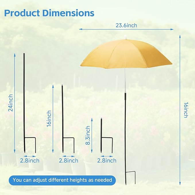 4 Pack Plant Umbrellas for Outdoor Plants with One Storage Bag, 23.6" Sun Shade Cover for Gardens/Patio/Succulents, Blocks 70% Sunlight, Prevents Leaf Burn Overheating