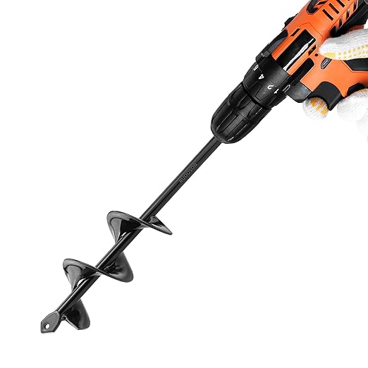 2"(D) x9(L) Auger Drill Bit, Ruooson Garden Spiral Bit, SpiralPlanter for Planting, Flower Bulb Auger Rapid Planter Digger for 3/8" Hex Drive<1Pcs>