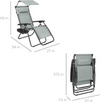 Best Choice Products Folding Zero Gravity Outdoor Recliner Patio Lounge Chair w/Adjustable Canopy Shade, Headrest, Side Accessory Tray, Textilene Mesh - Stardew
