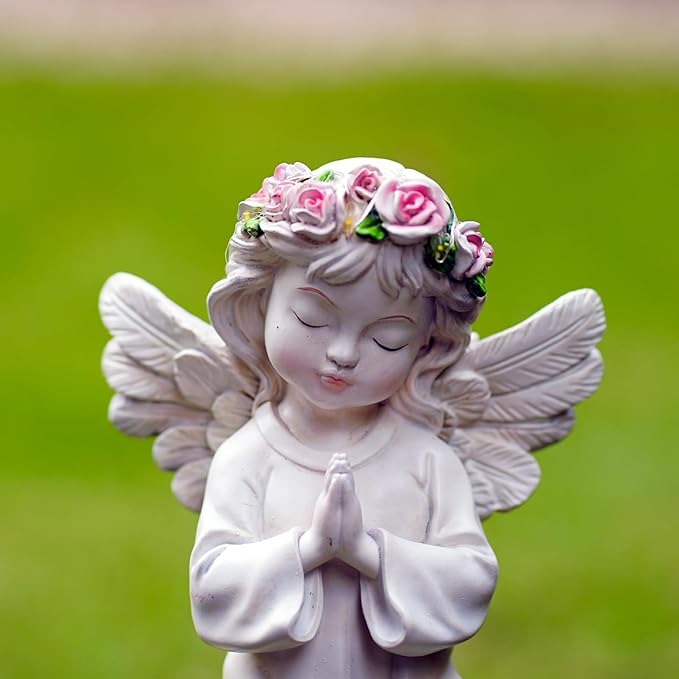 Pohabery Angel Garden Decor Statue Solar Angel Decorations for Yard Outdoor Decorations for Patio Gift for Mom
