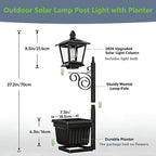 2-in-1 Outdoor Solar Lamp Post Light with Planter: Dusk to Dawn Solar Powered Light,Solars Lamp Post with Planter,Solars Lamps Postc,for ardens, Outdoor Floor Lamps (1 Set)