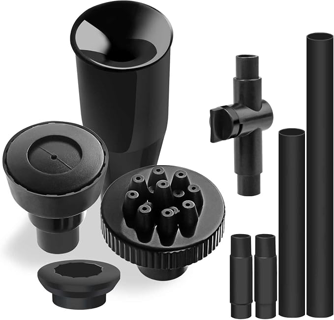 Plastic Fountain Nozzle 1/2, Fountain Head for Garden, Ponds, Tabletop Fish Ponds, Use for Indoor and Outdoor, 9 Components and 5 Different Shapes for Easy Installation, Pool Aerator Nozzle
