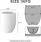 Kante 21.7" H Pure White Concrete Tall Planter, Large Outdoor Indoor Decorative Pot with Drainage Hole and Rubber Plug, Modern Round Style for Home and Patio