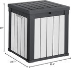 PatioZen 50 Gallon Resin Deck Box, Lockable Patio Outdoor Storage Box for Furniture, Garden Tools and Tools Storage, Waterproof Outside Storage Boxes - Black&White