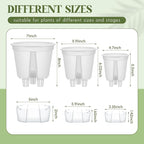 Wonderjune Self Watering Pots for Indoor Plants with Deep Reservoir and High Drainage Holes for Outdoor Plants and Flowers, Bare Root Planter(4.72'', 5.91'', 7.09'',White,9 Pcs)