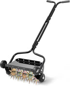 VEVOR Lawn Aerator, 18 in Manual Push Spike Aerator with 4 Wheels & Handle, Heavy Duty Grass Aerators, Supports 40 lbs Added Weight, Rolling Lawn Aeration Tool for Garden Yard Aeration Soil Health