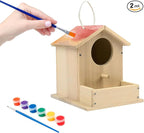 Bird House Kits for Adult, Wooden DIY Birdhouse Kit, Outdoor Woodworking Crafts Freestyle Painting, Arts and Crafts Projects with Paints & Brushes, Hanging Birdhouse for Garden Yard Decor Gifts (1Pcs)