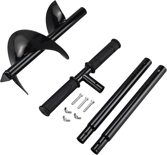 RealPlus Hand Auger Post Hole Digger 6" x 33" Garden Hole Digger Tool Large Manual Earth Auger Drill for Deep Cultivating Seedlings Planting Trees