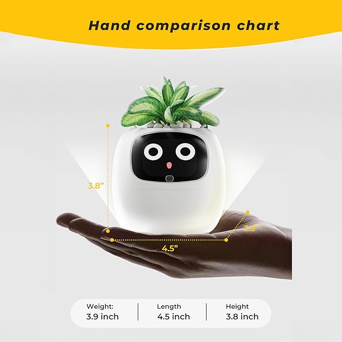 Smart Pet Planter, Smart Plant Pot, With Artificial Intelligence, Time Weather Display, And Multiple Expressions Animation,Lovely Plant Companion, For Desktop Decoration, Gifts,Plant-Free (Pink)